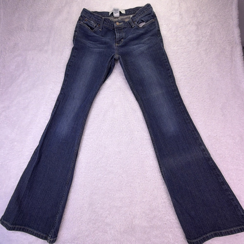 Mossimo Denim Low Rise Flare‎ Jeans Womens Size 9 Dark Wash Stretch 30x32